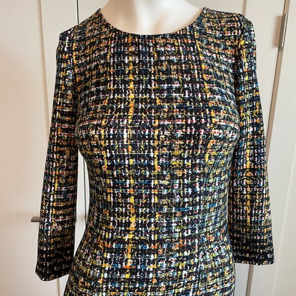 Joseph Ribkoff Modelo 164708X Scoop Nk 3/4 Slv Side Zip Abstract Print Dress 2 - Picture 3 of 15